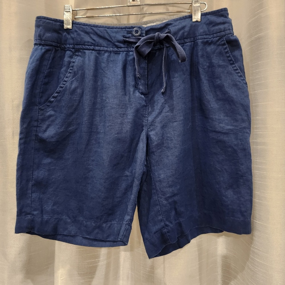 Willi Smith luxury 100% Linen blue‎ Shorts Drawstring Size Large NWT